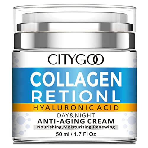 Collagen Cream, Retinol Cream For Face with Hyaluronic Acid, Moisturizer Face Cream, Day & Night, Anti Aging Moisturizer for Face to Smooth Skin and Reduce Wrinkles-1.7 Fl Oz