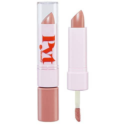 PYT BEAUTY Lip Duo, Peachy Nude Lipstick and Lip Gloss, Hydrating Combo, Hypoallergenic, Vegan Makeup, 1 Count