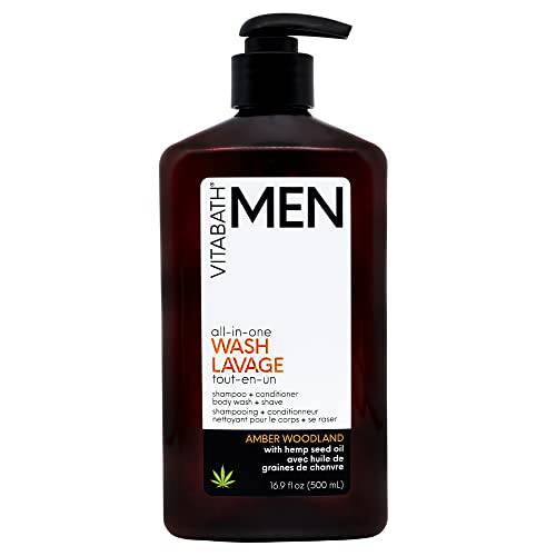 Vitabath Men’s Amber Woodland All-In-One Body Wash Moisturizing Bath & Shower All Over Refresh, Hydrating Cleanser, Shampoo, Conditioner, Soap & Shave For All Skin Types - 16.9 fl oz