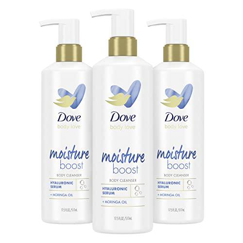 Dove Body Love Body Cleanser For Dry Skin Moisture Boost Body Wash with Hyaluronic Acid and Moringa Oil 17.5 Fl Oz (Pack of 3)