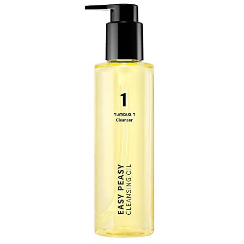 numbuzin No.1 Easy Peasy Cleansing Oil | Makeup Removing Facial Cleanser, Unclogs Pores, Non-heavy, nature-derived ingredients | Korean Skin Care for Face, 6.76 fl oz