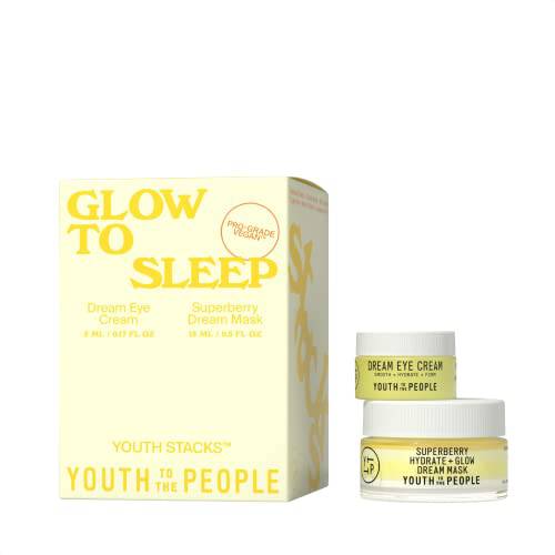 Youth To The People Youth Stacks Glow to Sleep - Hydrate + Glow Dream Mask (15mL) + Dream Eye Cream (5mL) Vegan Skincare Kit - Overnight Mask Set to Visibly Smooth Lines, Deeply Moisturize + Even Tone