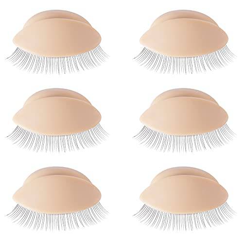 Embagol 3 Pairs Replacement Eyelids for Mannequin Head remoable Realistic Eyelids with Eyelash for Advance Eyelash Training Practice Soft-Touch Rubber