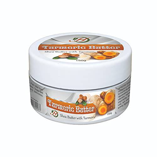 Whipped Turmeric Shea Butter with Turmeric Oil 100% Pure Shea Butter for Acne, Dry Skin, Scars, Inflammation, Rashes, Dark Spots 5.3 Oz Jar