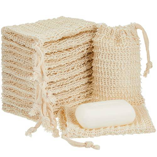 Cunhill Soap Saver Bag with Drawstring Exfoliating Pouch Sisal Soap Savers Mesh Soap Bag Foaming and Drying Soap Holder for Bath and Shower (70)