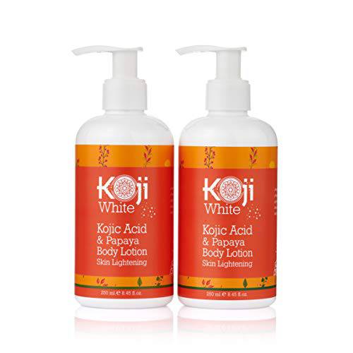 Koji White Kojic Acid & Papaya Body Lotion - Women Christmas Gifts Set for Skin Brightening, Nourishing, Skin Radiance, Rejuvenate Skin Cells, Quick Absorbing, Vegan & Cruelty Free, 8.45 Fl Oz (2-Pack)