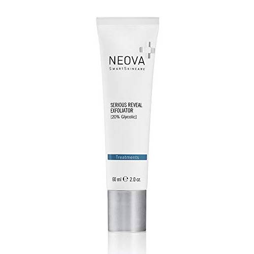 NEOVA SmartSkincare Serious Reveal Exfoliator 20% Glycolic stimulates cell turnover, refines skin texture, and reduces pore size.