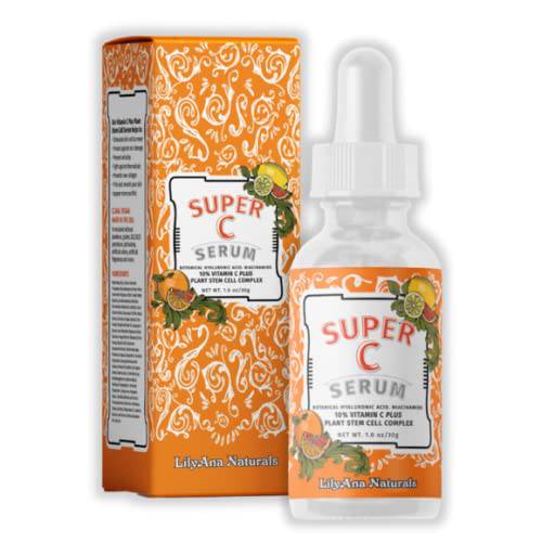 LilyAna Naturals Super C Serum - Face Serum - Anti-Aging Vitamin C Serum for Face with Hyaluronic Acid, Niacinamide, and Plant Stem Cell Complex - 1oz