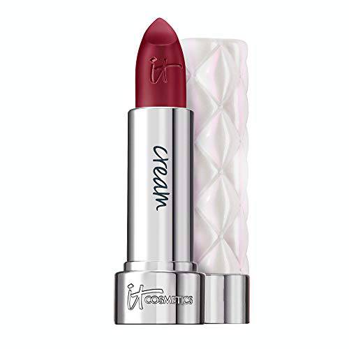 it COSMETICS Pillow Lips Lipstick, Moment - Red Wine With A Cream Finish - High-Pigment Color & Lip-Plumping Effect - With Collagen, Beeswax & Shea Butter - 0.13 Oz