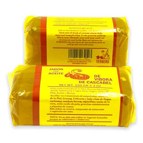 YERBERO - 1 Jabon Aceite Vibora 150gr Each - (Rattle Snake Soap) 5.3 oz Original. Big Size