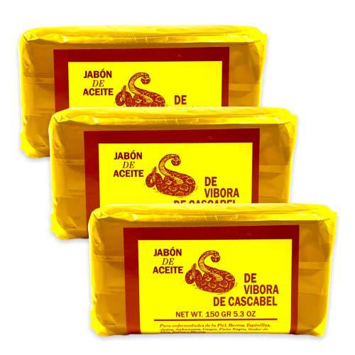 YERBERO - 3 PACK Jabon Aceite Vibora 150gr Each - (Rattle Snake Soap) 5.3 oz Original. Big Size