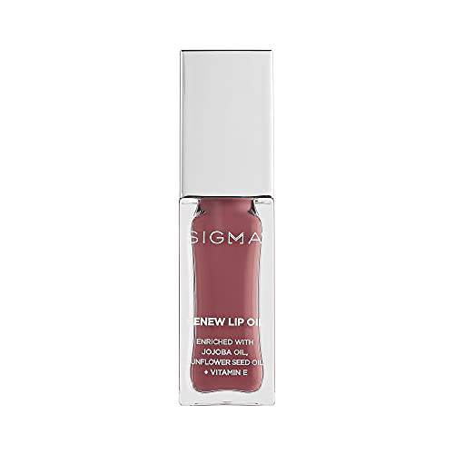Sigma Beauty Renew Lip Oil - Berry Muave Sheen - Nourishing, Non Sticky Lip Oil with Subtle Sheen - Paraben Free Lip Gloss - All Heart