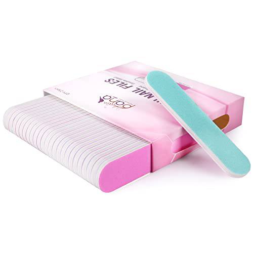 25pcs - PANA Mini Double-Sided Emery Nail File for Manicure, Pedicure, Natural, and Acrylic Nails - Pink/Teal (Grit 100/180)