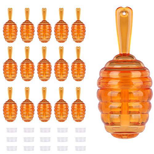RONRONS 20 Pieces 5.5ml/0.19oz Clear Amber Honecomb Shaped Lip Gloss Tubes with Wand Clear Empty Lipgloss Containers Funny Lip Balm Bottle Dispenser with Rubber for DIY Lipstick Cosmetic Sample