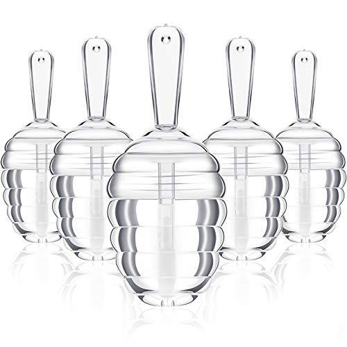18 Pieces Honey Pots Shaped Lip Gloss Tube Empty Plastic Lip Gloss Container Mini Clear Refillable Lip Balm Bottle Container with 2 Pieces Plastic Funnels for Women Girls DIY Cosmetics, 6 ml