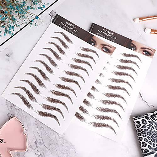 Molain 4D Hair-like Temporary Eyebrow Tattoos Stickers 6 Sheets Waterproof Long-lasting Eyebrow Colors Realistic Transfers Sticker Peel Off for Eyebrow Grooming Shaping High Arch Style Brown