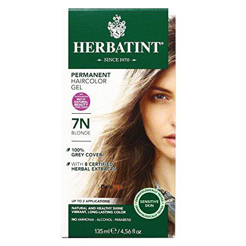 Herbatint Permanent Haircolor Gel, 7N Blonde, Alcohol Free, Vegan, 100% Grey Coverage - 4.56 oz (3 Pack)