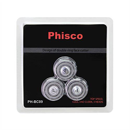 Phisco 3 PCS Replacement Shaver Head Replacement Cutter Net Blades for Electric Shavers Men IPX7 Waterproof Electric Razor, Shaving Heads Compatible with Phisco Electric Shaver Series (203D-6A)