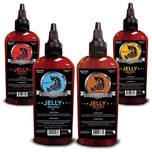 Bossman Jelly Beard Oil Variety Pack - Beard Grooming Care and Growth Kit - All 6 Beard Jelly Oil Scents - Made in USA