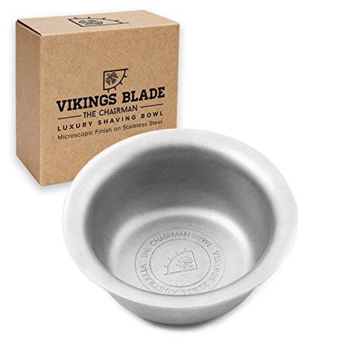 Vikings Blade Luxury Shaving Soap Bowl, Sandblasted Steel for Fast, Thick Lather, Unbreakable, Tactile Texture, Great for Standard Sized Pucks & Soaps (The Chairman, 3” Diameter)