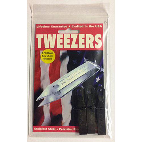 3 Pack Black Oxide Uncle Bill’s Sliver Gripper Precision Key Chain Tweezers