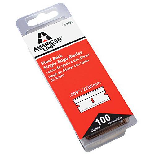 American Line Single Edge Razor Blades - 100-Pack - 0.009 Heavy Duty High Carbon Steel for Extra Durability and Long Life - 66-0403