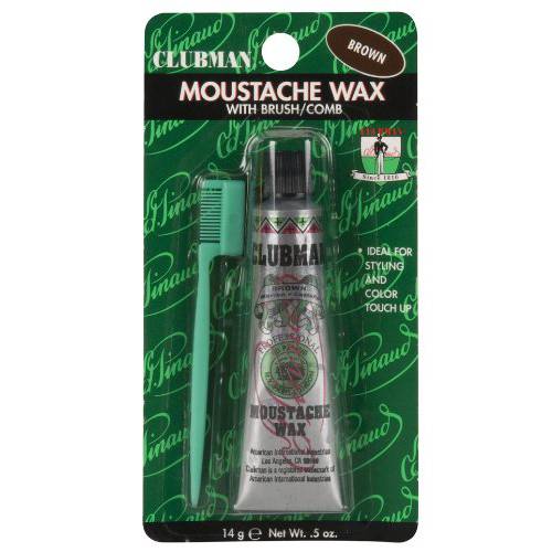 Clubman Pinaud Moustache Wax with Free Brush/Comb Applicator, Brown, 0.5-Ounce (Pack of 3)