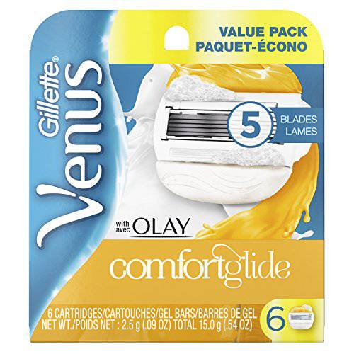 Gillette Venus ComfortGlide Womens Razor Blade Refills, 6 Count, Infused with Olay Coconut Scent