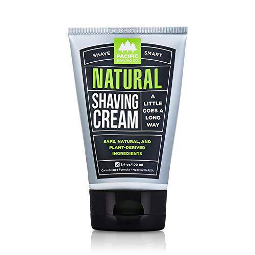 Pacific Shaving Company Natural Shaving Cream - Safe, Natural, and Plant-Derived Ingredients for a Smooth Shave, Cruelty-Free, TSA Friendly, Made in USA, 3.4 Ounce (Pack of 3)