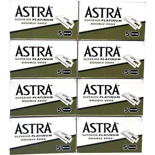 Astra Superior Platinum Double Edge Safety Razor Blades, 40 blades (5x8)