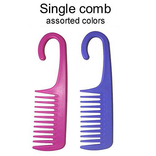 1 Comb Exfoliage Hair Detangling/Conditioning Shower Wide Tooth with Hook for Hanging - COLORS MAY VARY