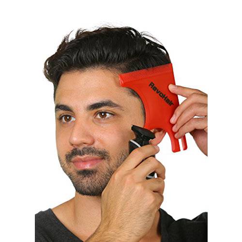 RevoHair Self - Haircut Tool - Multi-Curve Hairline Template/Stencil/Guide For Men - Barber Supplies - Lightweight - With Hair & Beard Comb - Lineup & Edge up - Do it Yourself