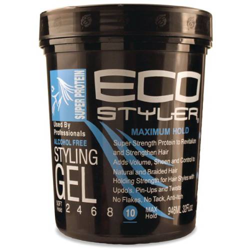 Ecoco Eco Style Gel - Regular Super Protein - Provides Gravity Defying Hold And Long Lasting Shine - Helps Maintain Healthy Hair - Perfect For Pin-Ups And Twist - For All Hair Types - 32 Oz