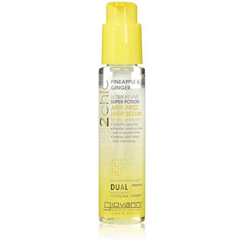 GIOVANNI 2chic Ultra-Revive Super Potion, 2.75 oz. - Pineapple & Ginger, Anti-Frizz Serum to Moisturize Dry, Unruly Hair Enriched with Coconut, Guava, Vitamin B5, Honeysuckle, Color-Safe