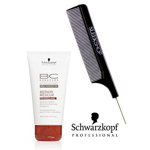 Schwarzkopf BC Bonacure Repair Rescue SEALED ENDS for damaged ends (with Sleek Steel Pin Tail Comb) (2.5 oz / 75ml - retail size)