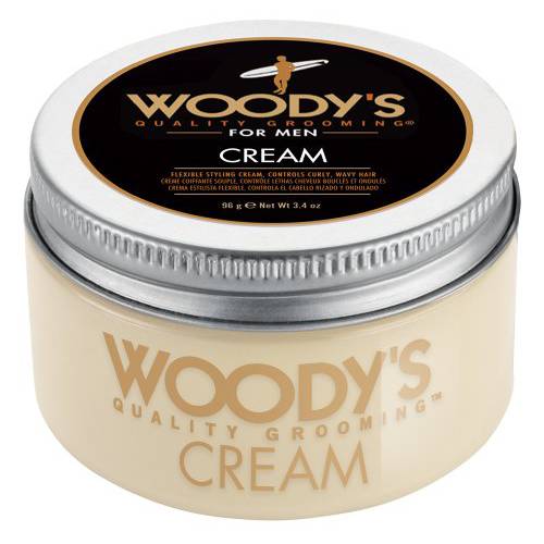 Woody’s Styling Cream for Men, Flexible Styling Cream, Controls Curly and Wavy Hair, Water-Soluble with a Healthy Shine Finish, Adds Volume and Thickness, contains Fibroin, Compact-size, 3.4 oz. 1-pc