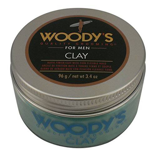 Woody’s Clay for Men, Matte Finish with Firm and Flexible Hold, Adds Thickness and Texture, Keeps Hair Moisturized and Protected, with Natural Ingredients, No-Frizz, Dry to Normal Hair 3.4 oz. 1-pc