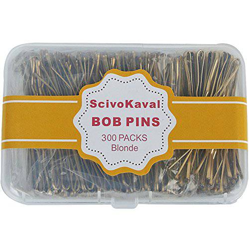 ScivoKaval Bobby Pins Bulk Champagne Gold for Blonde 300 Count Hair Bob Pins Bulk in a Case Box Tub