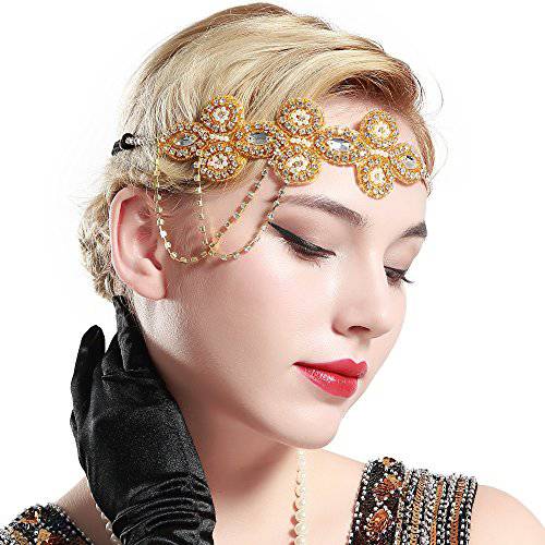 BABEYOND 1920s Flapper Headband Crystal Great Gatsby Headpiece Roaring 20s Flapper Gatsby Hair Accessories