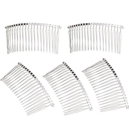5 Pieces Hair Combs for Women Accessories Metal Bridal Hair Comb 20 Teeth Wedding Veil Comb Decorative for Women Girls Fine Hair(White K)