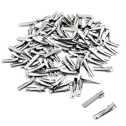 BronaGrand 100 PCS Silver Alligator Hair Clip Flat Top with Teeth for Arts & Crafts Projects, Dry Hanging Clothing, Office Paper Document Organization,Hair Care(1.26 Inch)