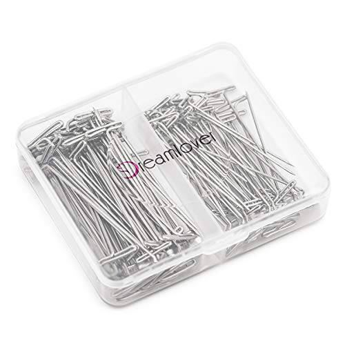 Dreamlover Wig Pins for Mannequin Head, Pins for Wig Head, T Pins for Wigs, 100 Pack, 1.5 Inches and 2.0 Inches