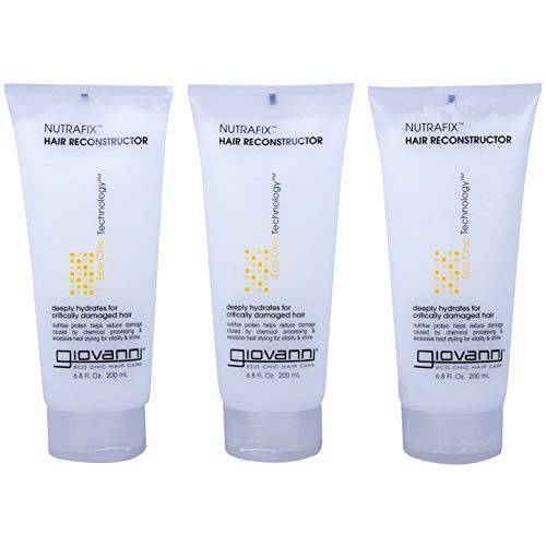 GIOVANNI Nutrafix Hair Reconstructor - Moisturizing Repair for Damaged Hair, Infused with Natural Botanical Ingredients, Encourages Thickness & Volume, Color Safe, Salon Quality - 6.8 oz (3 Pack)