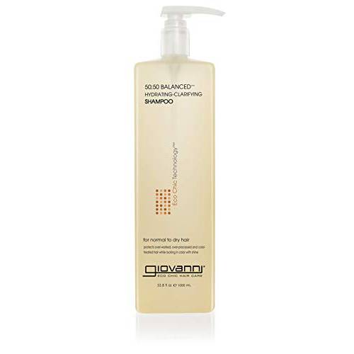 GIOVANNI 50:50 Balanced Hydrating Clarifying Shampoo, 33.8 oz. Leaves Hair pH Balanced & Clean, Ideal for Over-Processed, Stressed Hair, Can Use Daily, Sulfate Free, Paraben Free (Pack of 1)