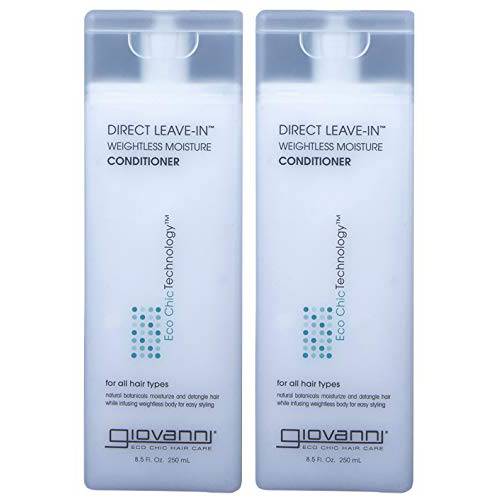 GIOVANNI COSMETICS Eco Chic Direct Leave-In Conditioner Weightless Moisture Conditioner - Proteins & Vitamins to Moisturize, Nourish and Detangle Your Hair (8.5 Ounce / 250 ml - PACK OF 2)