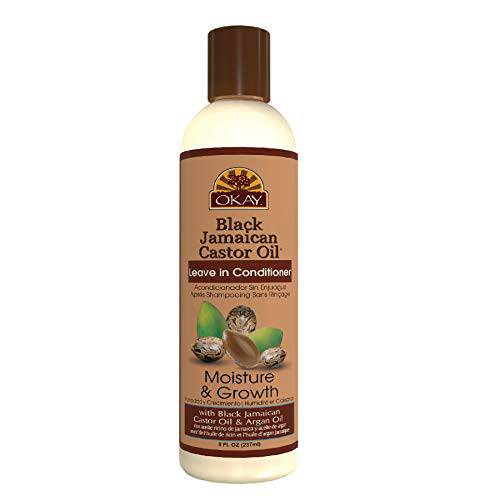 OKAY Black Jamaican Castor Oil Moisture Growth Leave In Conditioner Helps Moisturize&Regrow Strong Healthy Hair Sulfate,Silicone,Paraben Free For All Hair Types and Textures Made in USA 8oz