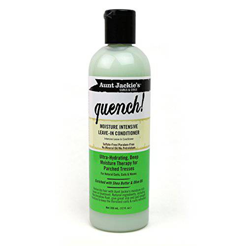 Aunt Jackie’s Quench, Moisture Intensive Leave-in Conditioner, Ultra-Hydrating, Deep Moisture Therapy for Parched Hair, 12 Ounce Bottle