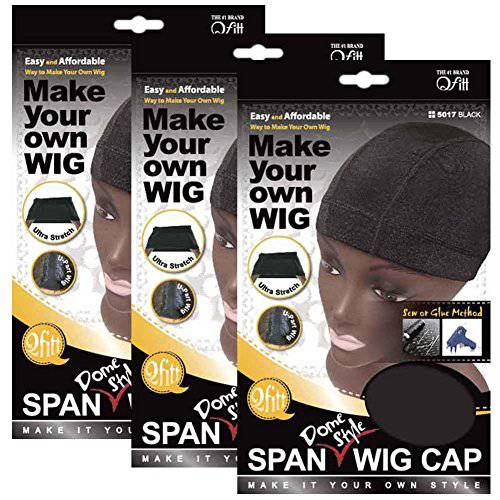 (3 Pack) Qfitt - Spandex Dome Style Ultra Stretch Wig Cap 5017