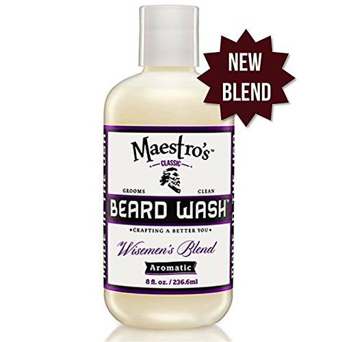 Maestro’s Classic BEARD WASH | Anti-Itch, Deep Cleaning, Non-Drying, Fully Hydrating Gentle Cleanser For All Beard Types & Lengths- Wisemen’s blend, 8 Ounce