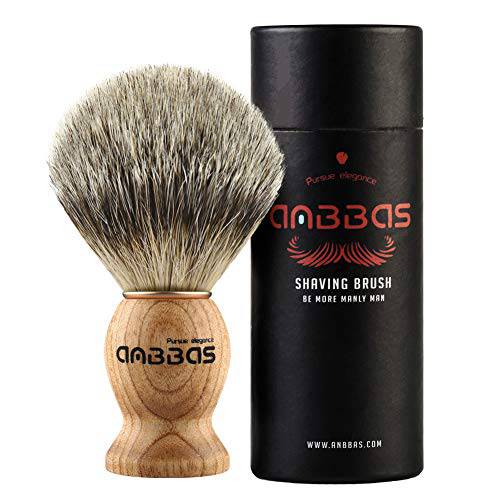 Shaving Brush, Handmade Pure Badger Hair Brush with Natural Manchurian Ash Wood Handle for Men Traditional Wet Shaving